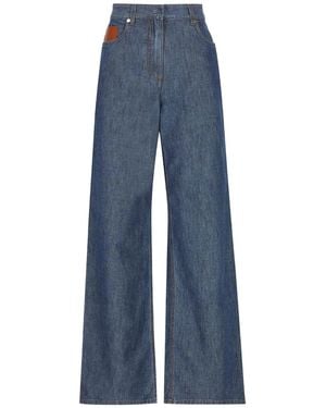 Fendi Ff Chambray Long Jeans - Blue