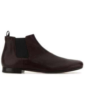 Prada Leather Ankle Boots - Brown