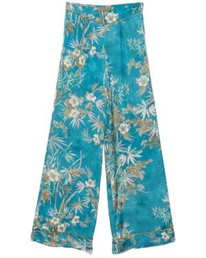 forte_forte Printed Satin Trousers - Blue