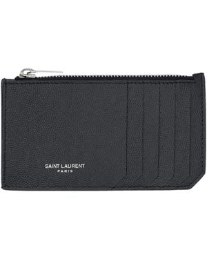 Saint Laurent Fragments Card Holder With Zip - Black