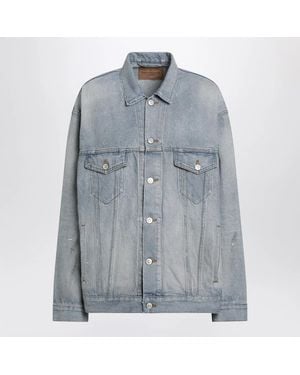 Balenciaga Vintage-Effect Denim Jacket - Blue