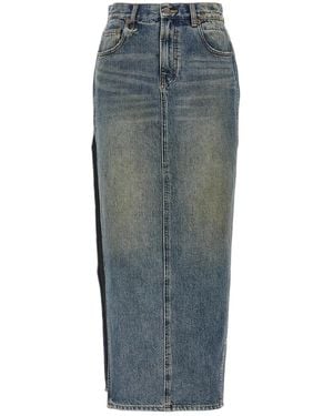 R13 'Devon Side Slit' Skirt - Blue