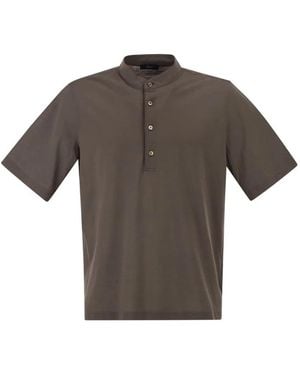 Herno Jersey Polo Shirt With Seraph Collar - Grey