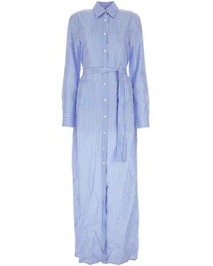 Prada Printed Silk Shirt Dress - Blue