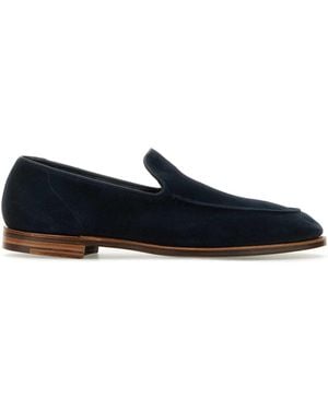 Crockett & Jones Suede Salcombe Loafers - Blue