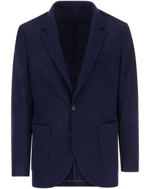 Brunello Cucinelli Cashmere Jersey Blazer With Patch Pockets - Blue