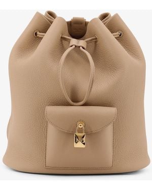 Loro Piana Extra Drawstring Leather Backpack in Natural | Lyst