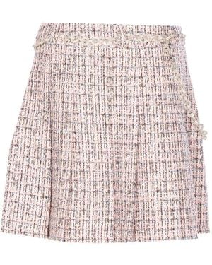 Self-Portrait Self Portrait Crystal-Embellished Tweed Mini Skirt - Pink