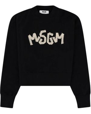 MSGM Sweatshirt With Logo Cotton Sweatshirts - Black