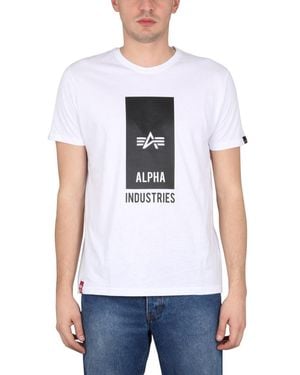 Alpha Industries Logo Print T Shirt - White