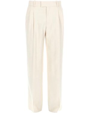 Drole de Monsieur Viscose Polyester Elastane Trousers - Natural