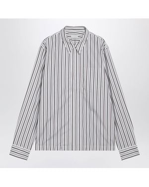 Dries Van Noten Striped Cotton Shirt With Zip - Grey
