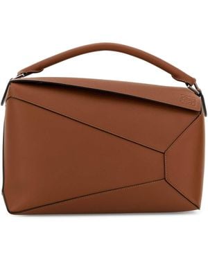 Loewe Leather Large Puzzle Edge Handbag - Brown