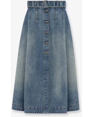 Dior Flared Midi Denim Skirt - Blue
