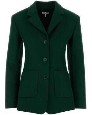 Loewe Dark Wool Blend Blazer - Green