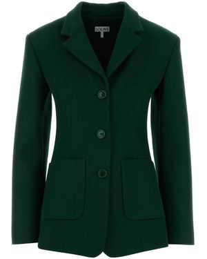 Loewe Dark Wool Blend Blazer - Green