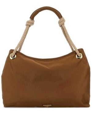 Prada Caramel Fabric Shopping Bag - Brown