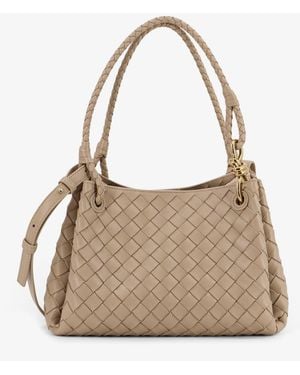 Bottega Veneta Parachute Leather Bag With Intrecciato Motif - Natural
