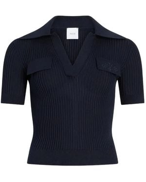 Patou Embroidered Knitted Cotton Polo Shirt - Blue