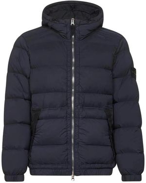 Stone Island Padded Jacket With Double Slider Zip - Blue