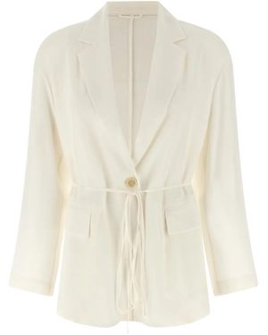 Brunello Cucinelli Silk Blazer - White