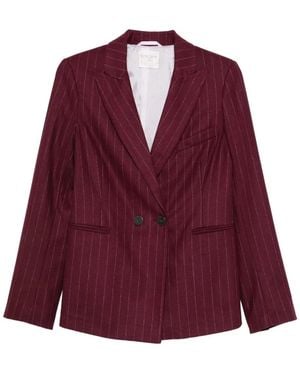 forte_forte Pinstriped Cloth Doublebreasted Jac - Red