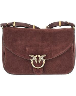 PINKO Suede Leather Medium Love Bag Satchel Bag - Red