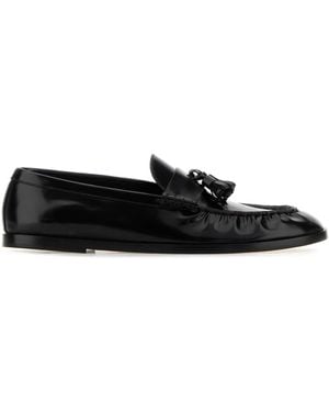 The Row Leather Loafers - Black