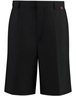 Gucci Wool-Blend Bermuda Shorts With Web Detail - Black