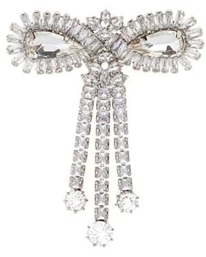 Alessandra Rich Crystal Bow Brooch - White