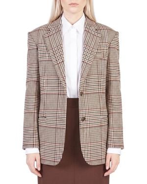 FEDERICA TOSI Prince Of Wales Check Over Blazer - Brown