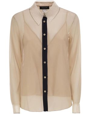 Fabiana Filippi Sheer Shirt With Matching Camisole And Embroidered Details - Natural