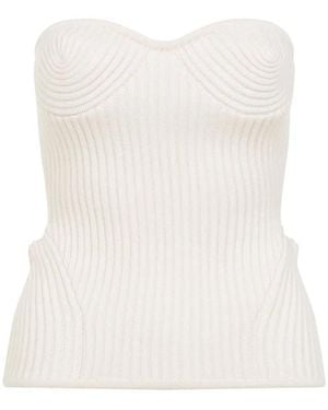 Jean Paul Gaultier Merino Wool Ribbed Stretch Corset - White