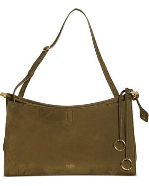 Alaïa Alaia Le Click Pocket 35 Suede Leather Shoulder Bag - Green