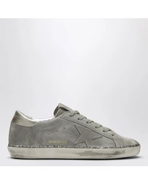 Golden Goose Super-Star Taupe/Glitter Suede Sneakers - Gray
