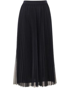 Fabiana Filippi Wide Pleated Tulle Skirt With Knitted Belt - Black