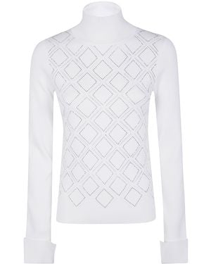 Blugirl Blumarine Viscose High Neck Sweater - White
