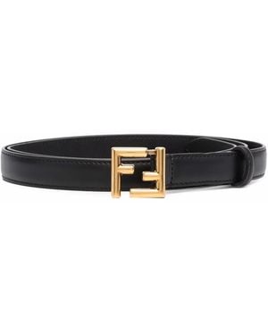 Fendi Ff Leather Belt - Black