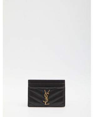Saint Laurent Nappa Leather Cassandre Card Holder - White