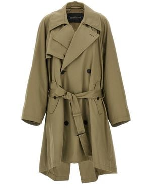 Balenciaga 'Draped Neck' Trench Coat - Green