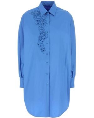 Ermanno Scervino Cerulean Poplin Oversize Shirt - Blue