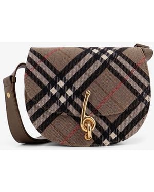 Burberry Bridle Canvas And Leather Check Shoulder Bag - Black