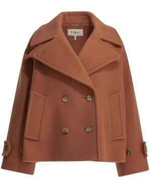 Chloé Short Wool Coat - Brown
