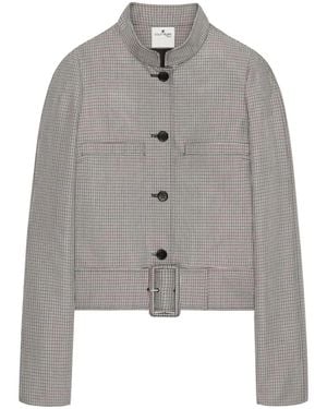 Courreges Courregès Houndstooth Pattern Jacket With Buckle - Grey