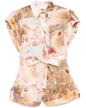 Zimmermann Short Overalls With Ascension Lapels - Pink