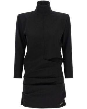 The Attico Structured Shoulder Dress - Black