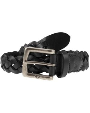 Polo Ralph Lauren Braided Calfskin Belt - Black