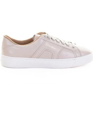 Santoni Cream Soft Leather Trainer - White