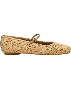 Moncler Weave-Design Logo-Buckle Ballet Flats - Brown