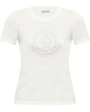 Moncler Cotton T-Shirt With Logo Print - White